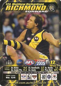 2005 Team Zone AFL Team - How to Play Promos #124 Matthew Richardson Front